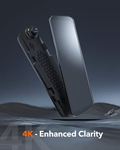 WOLFBOX G840S 12" 4K Mirror Dash Cam Backup Camera, 2160P Full HD Smart Rearview Mirror for Cars & Trucks, Front and Rear View Dual Cameras, Night Vision, Parking Assistance, Free 32GB Card & GPS