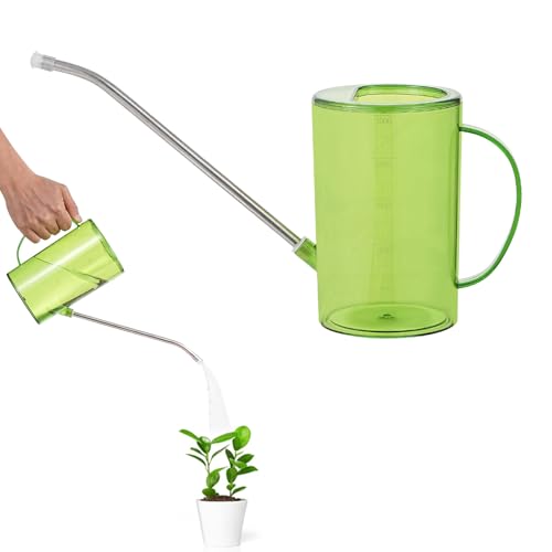 Long Spout Bonsai Watering Can - 1L Mini Plant Watering Can Small Watering Pot Indoor and Outoor Houseplant Seedling Plastic Watering Devices for House Plants Garden Office Home (Green)