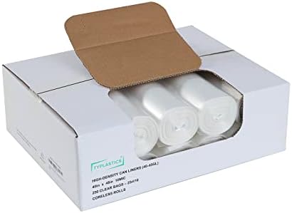 TYPLASTICS 40-45 Gallon Clear Trash Can Liners - 40" x 48" - HD Garbage Bags - Case of 250