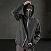 Women's Balaclava Hoodies Zip Up Fashion Double Layer Hoodie Jackets 2025 Fall Casual Long Sleeve Y2K Clothing Dark Gray