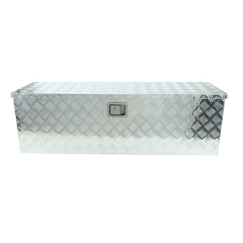 BLACKHORSE-RACING 49inch Aluminum Tool Box Pick Up Truck Bed RV Trailer Toolbox Waterproof Square Storage Organizer with Side Handle,Lock and 2 Keys- Silver