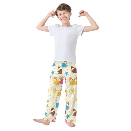 J JOYSAY Cartoon Crab Starfish Beige Pajamas Pants Soft Long Pajama Bottoms Lounge Sleep Pants Size S-XL3
