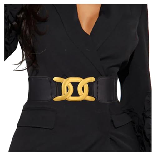 Yalice Women Wide Elastic Waist Belt for Dresses Lady Stretchy Belt Skinny Gold Buckle Cinch Waist Belts for Suit Accessories