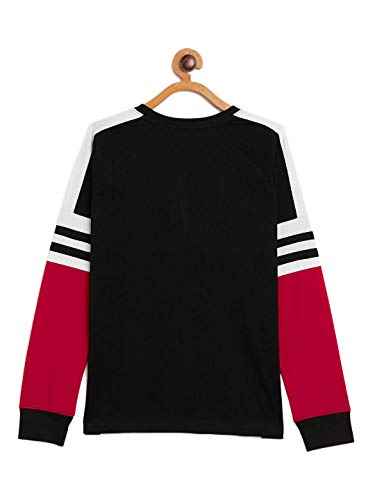 Image of GRITSTONES Multicolour T-Shirt for Boys and Kids with Stipe On Sleeves - GSKFSTSHT2504BLKWHTRD P