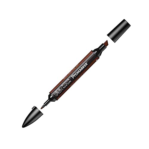 Image of Winsor & Newton Promarker, Alcohol Based Markers, Walnut (O124), Double Tipped Drawing Marker for Artists, Graphic Designers, Illustrators - Chisel & Fine Twin Tip, Streak Free Coverage