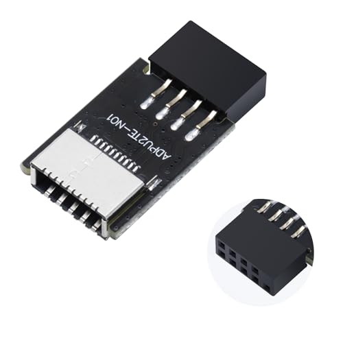 XRIKUI USB 2.0 9pin Male to USB 3.1 Type E(A-Key) Female Front Socket Mainboard Header Extension Adapter