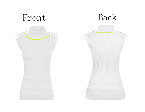 Image of v28 Women Sleeveless High Neck Turtleneck Stretchable Knit Sweater Top
