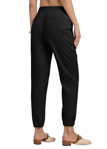Women’s Linen Pants Joggers Lightweight Cotton Lounge Travel Beach Casual Linen Pants with Pockets 28"3