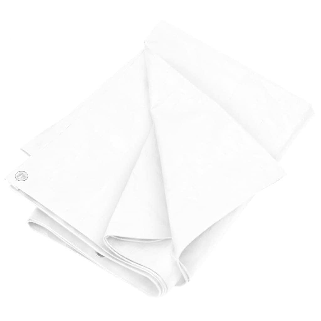 Plandeka okryciowa 180 g/m² HDPE 3 x 5 m, biała, z oczkami aluminiowymi, odporna na warunki atmosferyczne, odporna na rozerwanie, wodoszczelna, wszechstronna jako plandeka ochronna na