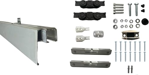 AERREGI KIT SISTEMA SCORREVOLE PER PORTE VETRO CON MANTOVANA PORTATA 80 Kg SPESSORE VETRO 4-12 mm (Kit Slim, 300 cm)