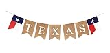 Mandala Crafts Burlap Texas Banner for Texas Themed Party Supplies - Jute Texas Lone Star State Flag TX Pennant for Garden Fence Fireplace Mantel Classroom