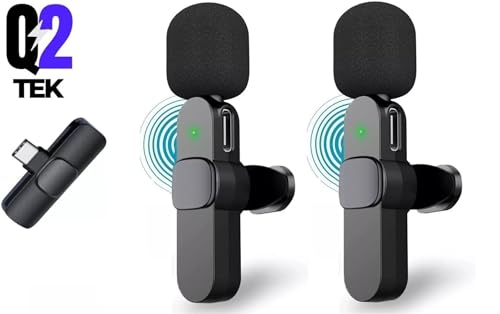 Microfone Lapela Wireless Sem Fio - Vendido por Q2TEK (Type-C Duplo)