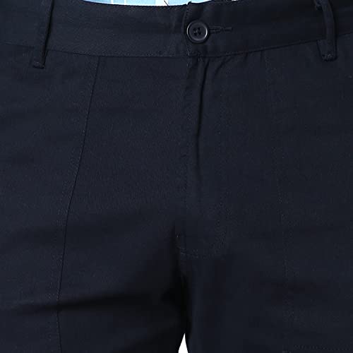 Image of Hubberholme Men's Regular Fit Cotton Trousers with Patch Pockets, Ankle Length Button Closure Cargo Chinos