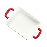 SMASOLO Bandeja Cerámica para Hornear con Doble Asa Resistente Altas Temperaturas para Uso Doméstico y Restauración para Arroz al Horno y Queso Diseño Elegante y Superficie Fina