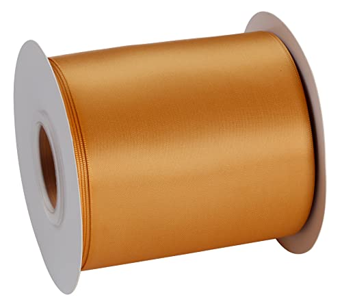 Ribbonitlux 100mm Wide Double Face Satin Ribbon 22 Meters (690-Old Gold, Set for Bow Party Decor, Sewing Applications - Image 3