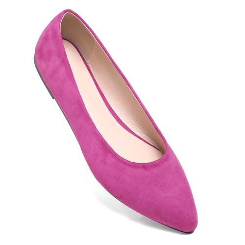 Image of Dear Time Women's Pointed Toe Ballet Flats Simple Casual Office Work Flats Slip-on Comfortable Shoes