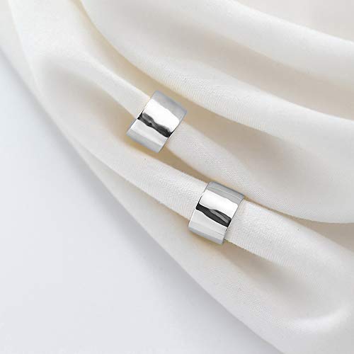 Round Polished Ear Cuff Cartilage Earrings For Women Girls 925 Sterling Silver Minimalist Open Small Hoop Adjustable Wrap Fashion Simple Jewelry Holiday Party Gifts For Friends (Silver) #TOP3