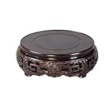 guiling-1986 Soporte Orientl Pedestal redondo tallado en madera for artesanías, jarrón, base de exhibición maceta Base de madera(Grande)