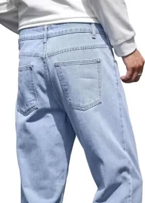 Image of Comfits Men's Loose Fit Baggy Jeans, Sky Blue, Plain Denim