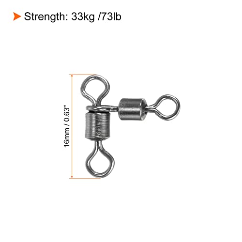 PATIKIL 3 Way Swivel, 20Pcs 73lb Copper Fishing Cross Line T-Turn Terminal Tackle, Black - Image 2