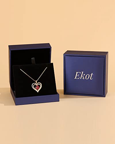 Ekot Rose Gold Necklaces For Women,S925 Sterling Silver Pendant Necklace For Her, Girlfriend Heart Necklace, Birthday Wedding Valentines Mother’s Day Anniversary Jewelry Gift For Mother Mom Wife Girlfriend Girl Daughter #TOP5