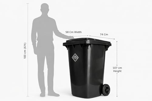 Image of OTTO Plastic Manual-Lift Garbage Waste Dustbin with Wheels 240 Ltr Red