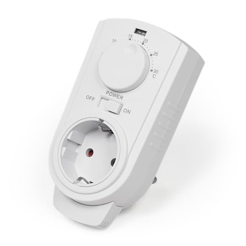 MC Power - Steckdosen-Thermostat Klimaregelung | TCU-330 | 5-30°C, max. 3.500W, 230V/16A | Steuerung von Klimageräten und Heizungen ohne zusätzliches Kabelverlegen (interne Fühler)