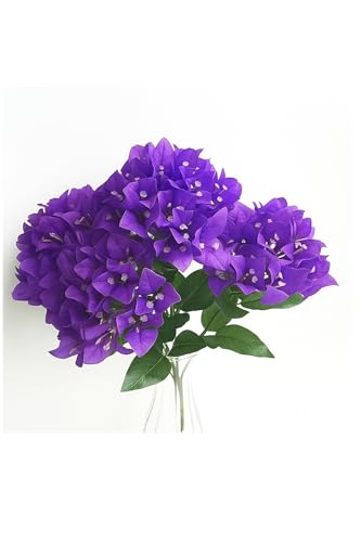 Image of SPHINX Artificial Bougainvillea 5 Heads Bunch Without Vase for Home Decor,Centerpieces, Christmas Decorations, Welcome Reception, Dinner Table decor Approx Height 50 cms- (1 Piece, Purple)