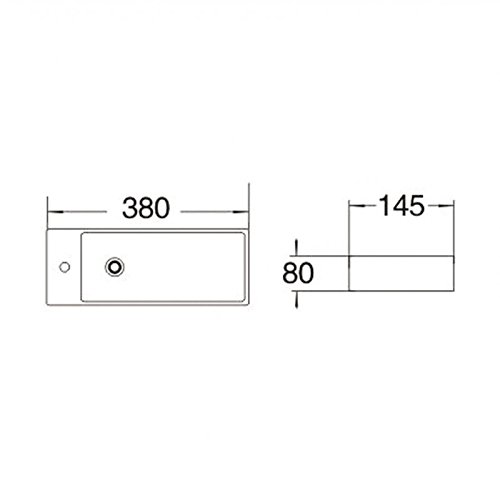 Lave main Rectangulaire Gain de place Gauche - Céramique Noire - 38x15 cm - Minimalist