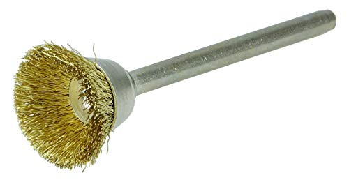 Image of Weiler 26072 5 /8 inch Miniature Wire Cup Brush, .003 inch Brass Fill, 1 /8 inch Stem, Made in the USA (Pack of 144)
