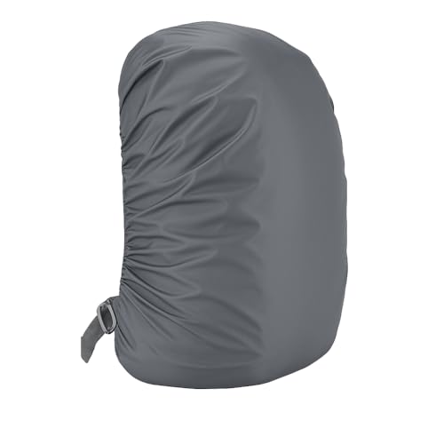 Image of Waterproof Nylon Backpack Rain & Dust Cover for 35L-50L Bags | Travel, Trekking, Hiking Bag Cover with Carry Pouch | Adjustable School & Luggage Cover - Grey (1 Pc)
