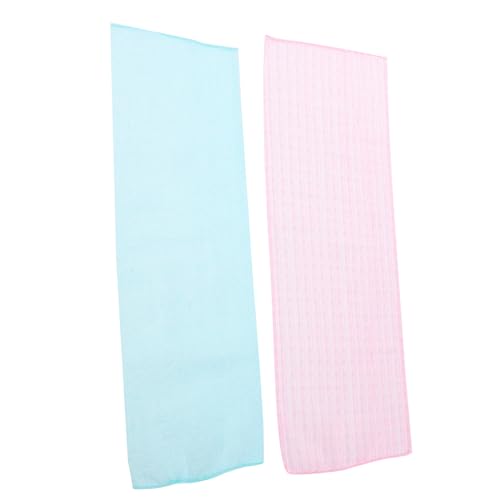 Beaupretty 2pcs Long Back Shower Towel Exfoliating Nylon Bath Scrubber for Men and Women Lightweight and Durable for Neck and Back Cleaning Blue and Pink