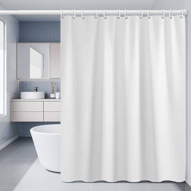 UOSIWYA Badevorhang, Duschvorhang Weiß 180x180cm Badevorhänge Wasserdicht Bad Vorhang Anti Schimmel Bathroom Curtain mit Ösen & Duschvorhangringe für Badezimmer