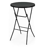 Brixy Stabiler schwarzer Stehtisch - Partytisch - Robust und witterungsbeständig - klappbar - 80cm x 110cm - Party - 1 Stück - Schwarz