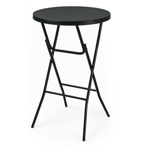Brixy Stabiler schwarzer Stehtisch - Partytisch - Robust und witterungsbeständig - klappbar - 80cm x 110cm - Party - 1 Stück - Schwarz
