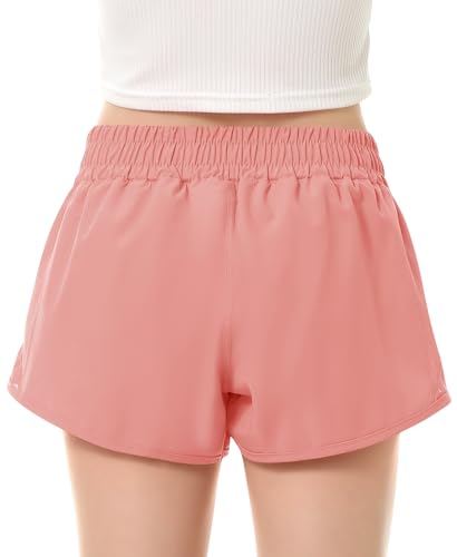 DOCUMO Meninas Shorts Esportivos Com Forro, Leves Para Corrida, Adolescentes, De Secagem Rápida, E A