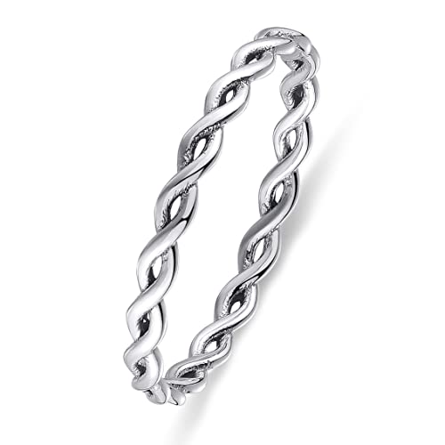 Silver Twisted Rope Stackable Ring