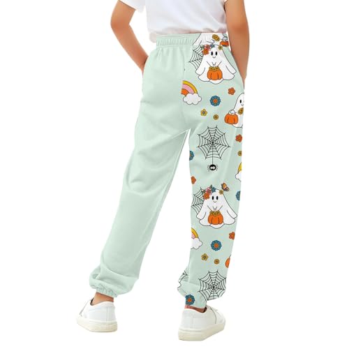 Halloween Sweatpants for Teen Girls Pumpkin Graphic Baggy Wide Leg Pants Elastic Waist Joggers Cotton Long Trousers3