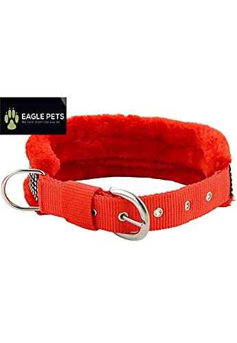 Image of Dog Collar Nylon Black Fur Soft Padded Puppy Collar 0.5inch (Red, Extra Small)