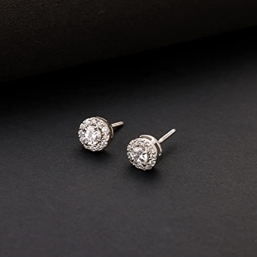 Image of GIVA 925 Silver Zircon Studded Elegant Stud Earrings | Gifts for Girlfriend, Gifts for Women and Girls | With Certificate of Authenticity and 925 Stamp | 6 Month Warranty*