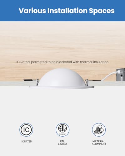 Image of POPANU 6-Inch Gimbal Recessed Light - 12W 90 Tilt & 360 Rotation, 5CCT (2700K-5000K), IC Rated LED Eyeball Recessed Lighting, for Sloped Ceilings, Soffit Light, Hallyway，Kitchens, White 6 Pack