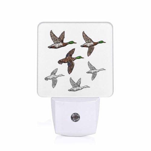 Image of Chrobak LED Night Light Plug into Wall with Dusk to Dawn Light Sensor White Energy Efficient Duck Mallard Wild Bird Nightlight for Bedroom Bathroom Hallway Living Room Kitchen