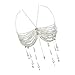 Women Pearls Beaded Halterneck Crop Top Body Jewelry Tassels Bra Chain Sleeveless Camisole Festival Party Outfit Vest Pearls Bra Chain Multicolor