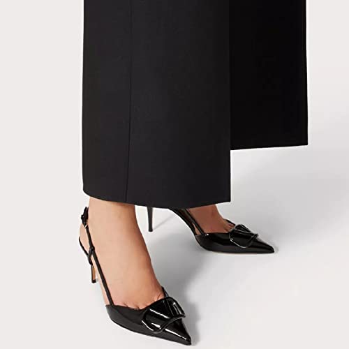Women Heeled Slingback Sandals V Buckle Closed Pointed Toe Stiletto High Heels Slip-On Backless Evening Prom Party Dress Shoes2
