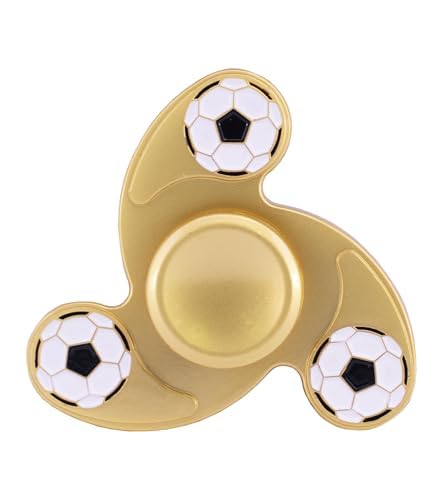 Premsons® Hand Spinner Desk Toy - High Speed Smooth Finger Spin Sensory Fidget Stress Relief Game Play for Kids & Adults - Birthday Party Gift - Metal - Gold Football
