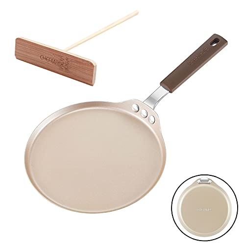 CHEFMADE Crepe Pan with Bamboo Spreader, 8-Inch Non-Stick Pancake Pan with...