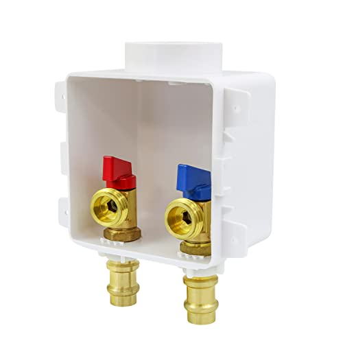 Highcraft Washing Machine Outlet Box Compact Universal Utitliy Outlet Valve Box for Ice Makers, Gas Valves, Air Admittance Valves and Washing Machine, 1/2" Press Connection