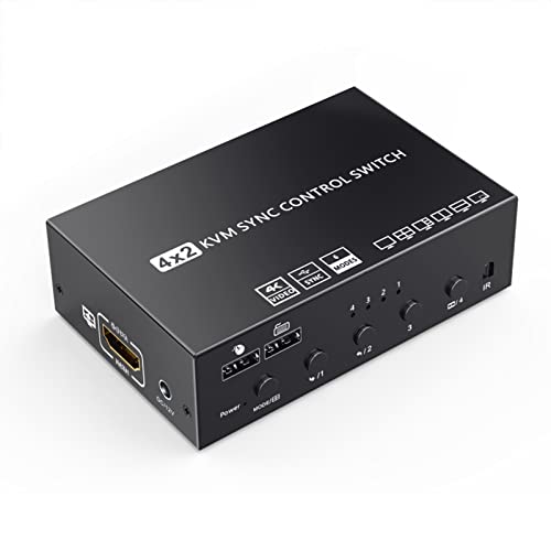 Hdmi 4×2 Multi-Screen Seamless Switch, Hdmi Kvm Switch 4-Port Synchronizer,4 In 2 Out Hdmi Splitter Ttl And Remote Control,Support 4K @ 30Hz 1080P For Ps4/Pc/Security Camera Screen Divider (Kvm8402) #TOP21
