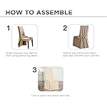 SureFit Home Décor Duck Solid Long Full Length Dining Room Chair One Piece Slipcover, Relaxed Fit, 100% Cotton, Machine Washable,Natural Color - Image 4
