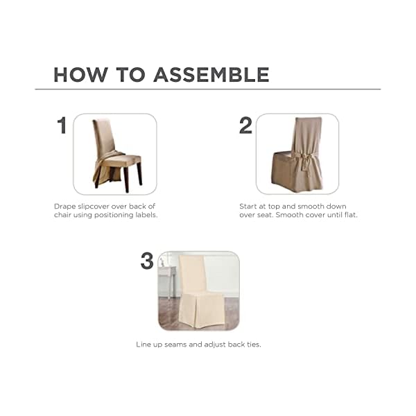 Surefit home decor duck solid long full length dining room chair one piece slipcover relaxed fit 100 cotton machine washablenatural color  urban country home decor